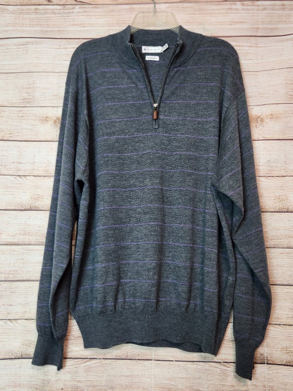 Peter Millar Sweater Men’s Size XXL Quarter Zip Charcoal Merino Wool Pullover